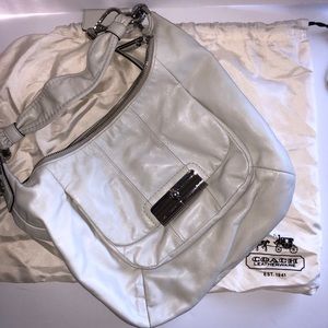 Coach white leather crossbody bag